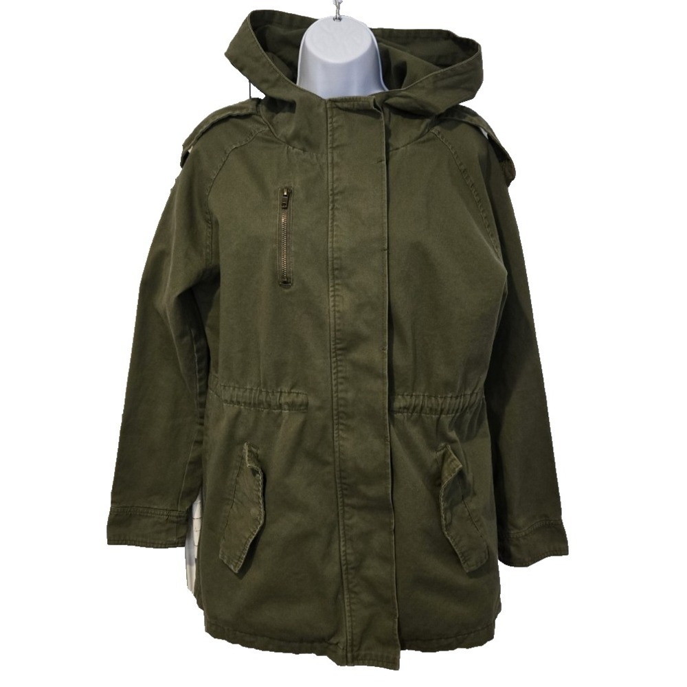 Cotton On Outerwear Women's Jacket Canvas Army Green Hooded Field Utility XS
